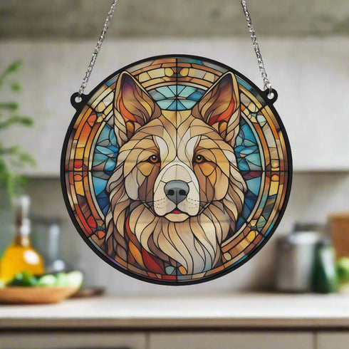 Akita Stained Glass Effect Suncatcher